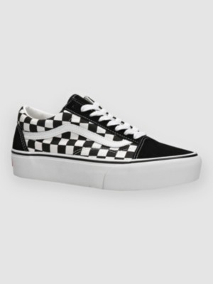 Light blue slip on outlet vans with checkerboard stripe